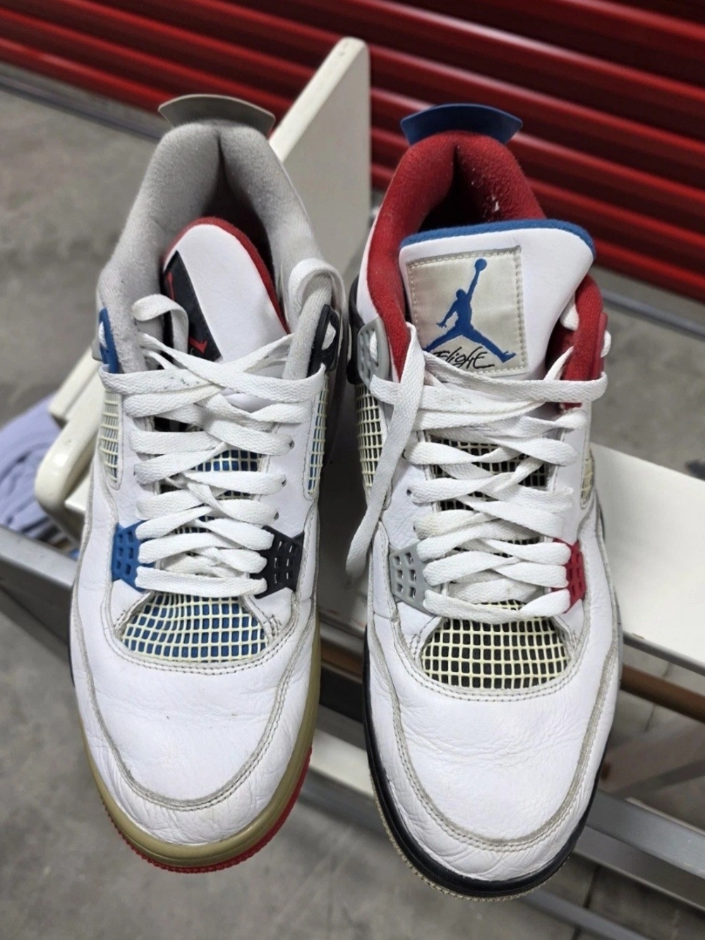 Jordan White Multicolor Retro 4 Men's Athletic Sneakers Sz 12.5